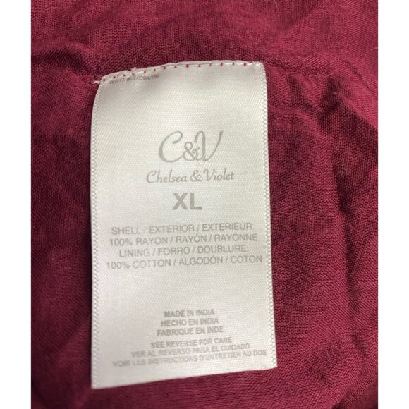 Chelsea & Violet Burgundy Sz Medium Crinkled Dress Beaded Sequin Vneck Holiday - Picture 9 of 10